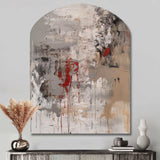 Fading Passion Abstract In Retro Beige And Red - Asymmetric Metal Wall Art