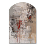 Fading Passion Abstract In Retro Beige And Red - Asymmetric Metal Wall Art