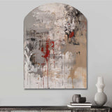 Fading Passion Abstract In Retro Beige And Red - Asymmetric Metal Wall Art