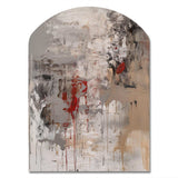 Fading Passion Abstract In Retro Beige And Red - Asymmetric Metal Wall Art