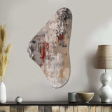 Fading Passion Abstract In Retro Beige And Red - Asymmetric Metal Wall Art