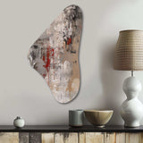 Fading Passion Abstract In Retro Beige And Red - Asymmetric Metal Wall Art