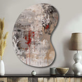 Fading Passion Abstract In Retro Beige And Red - Asymmetric Metal Wall Art