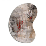 Fading Passion Abstract In Retro Beige And Red - Asymmetric Metal Wall Art