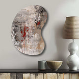 Fading Passion Abstract In Retro Beige And Red - Asymmetric Metal Wall Art