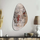 Fading Passion Abstract In Retro Beige And Red - Asymmetric Metal Wall Art