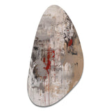 Fading Passion Abstract In Retro Beige And Red - Asymmetric Metal Wall Art