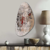 Fading Passion Abstract In Retro Beige And Red - Asymmetric Metal Wall Art