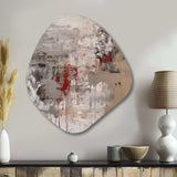 Fading Passion Abstract In Retro Beige And Red - Asymmetric Metal Wall Art