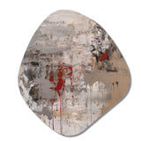 Fading Passion Abstract In Retro Beige And Red - Asymmetric Metal Wall Art