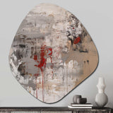 Fading Passion Abstract In Retro Beige And Red - Asymmetric Metal Wall Art