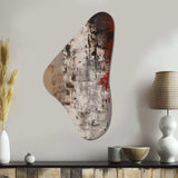 Fading Passion Abstract In Retro Beige And Red I - Asymmetric Metal Wall Art