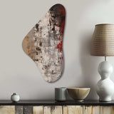 Fading Passion Abstract In Retro Beige And Red I - Asymmetric Metal Wall Art