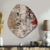 Fading Passion Abstract In Retro Beige And Red I - Asymmetric Metal Wall Art