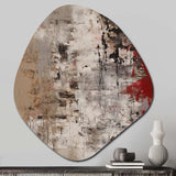 Fading Passion Abstract In Retro Beige And Red I - Asymmetric Metal Wall Art