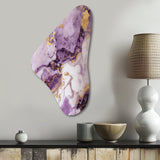 Marble Art In Purple And Gold - Asymmetric Metal Wall Art