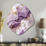 Marble Art In Purple And Gold - Asymmetric Metal Wall Art