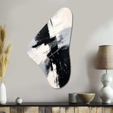 Finding Balance Minimal Black And White Painting I - Asymmetric Metal Wall Art