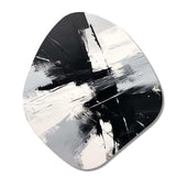 Finding Balance Minimal Black And White Painting I - Asymmetric Metal Wall Art