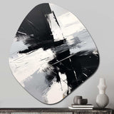 Finding Balance Minimal Black And White Painting I - Asymmetric Metal Wall Art