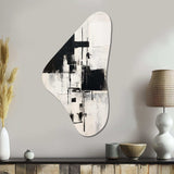 The Other Side Minimal Black & White Abstract I - Asymmetric Metal Wall Art