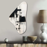 The Other Side Minimal Black & White Abstract I - Asymmetric Metal Wall Art