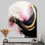 Abstract Gold Wave Pink And Black I - Asymmetric Metal Wall Art