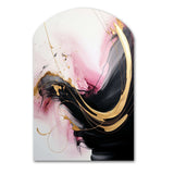 Abstract Gold Wave Pink And Black I - Asymmetric Metal Wall Art