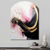 Abstract Gold Wave Pink And Black I - Asymmetric Metal Wall Art