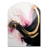 Abstract Gold Wave Pink And Black I - Asymmetric Metal Wall Art