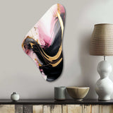 Abstract Gold Wave Pink And Black I - Asymmetric Metal Wall Art