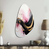 Abstract Gold Wave Pink And Black I - Asymmetric Metal Wall Art