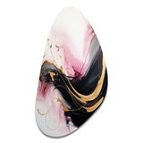 Abstract Gold Wave Pink And Black I - Asymmetric Metal Wall Art