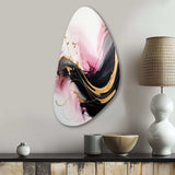 Abstract Gold Wave Pink And Black I - Asymmetric Metal Wall Art