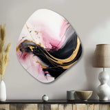 Abstract Gold Wave Pink And Black I - Asymmetric Metal Wall Art