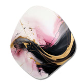 Abstract Gold Wave Pink And Black I - Asymmetric Metal Wall Art