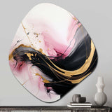 Abstract Gold Wave Pink And Black I - Asymmetric Metal Wall Art