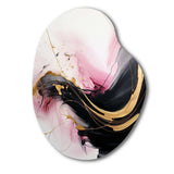 Abstract Gold Wave Pink And Black I - Asymmetric Metal Wall Art