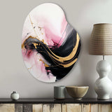 Abstract Gold Wave Pink And Black I - Asymmetric Metal Wall Art