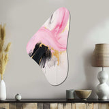 Abstract Gold Wave Pink And Black II - Asymmetric Metal Wall Art