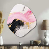 Abstract Gold Wave Pink And Black II - Asymmetric Metal Wall Art