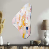 Timeless Moments In Pastel Pink Yellow And Blue - Asymmetric Metal Wall Art