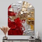 Cardinal Sin Retro Delight Abstract Red & Gold - Asymmetric Metal Wall Art