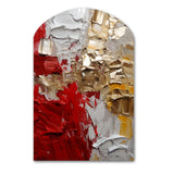 Cardinal Sin Retro Delight Abstract Red & Gold - Asymmetric Metal Wall Art