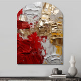 Cardinal Sin Retro Delight Abstract Red & Gold - Asymmetric Metal Wall Art