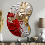 Cardinal Sin Retro Delight Abstract Red & Gold - Asymmetric Metal Wall Art