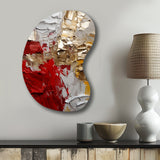 Cardinal Sin Retro Delight Abstract Red & Gold - Asymmetric Metal Wall Art