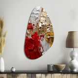 Cardinal Sin Retro Delight Abstract Red & Gold - Asymmetric Metal Wall Art