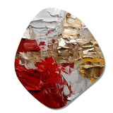 Cardinal Sin Retro Delight Abstract Red & Gold - Asymmetric Metal Wall Art