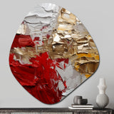 Cardinal Sin Retro Delight Abstract Red & Gold - Asymmetric Metal Wall Art